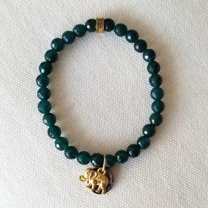 NWOT Green Bead Bracelet with Elephant Charm